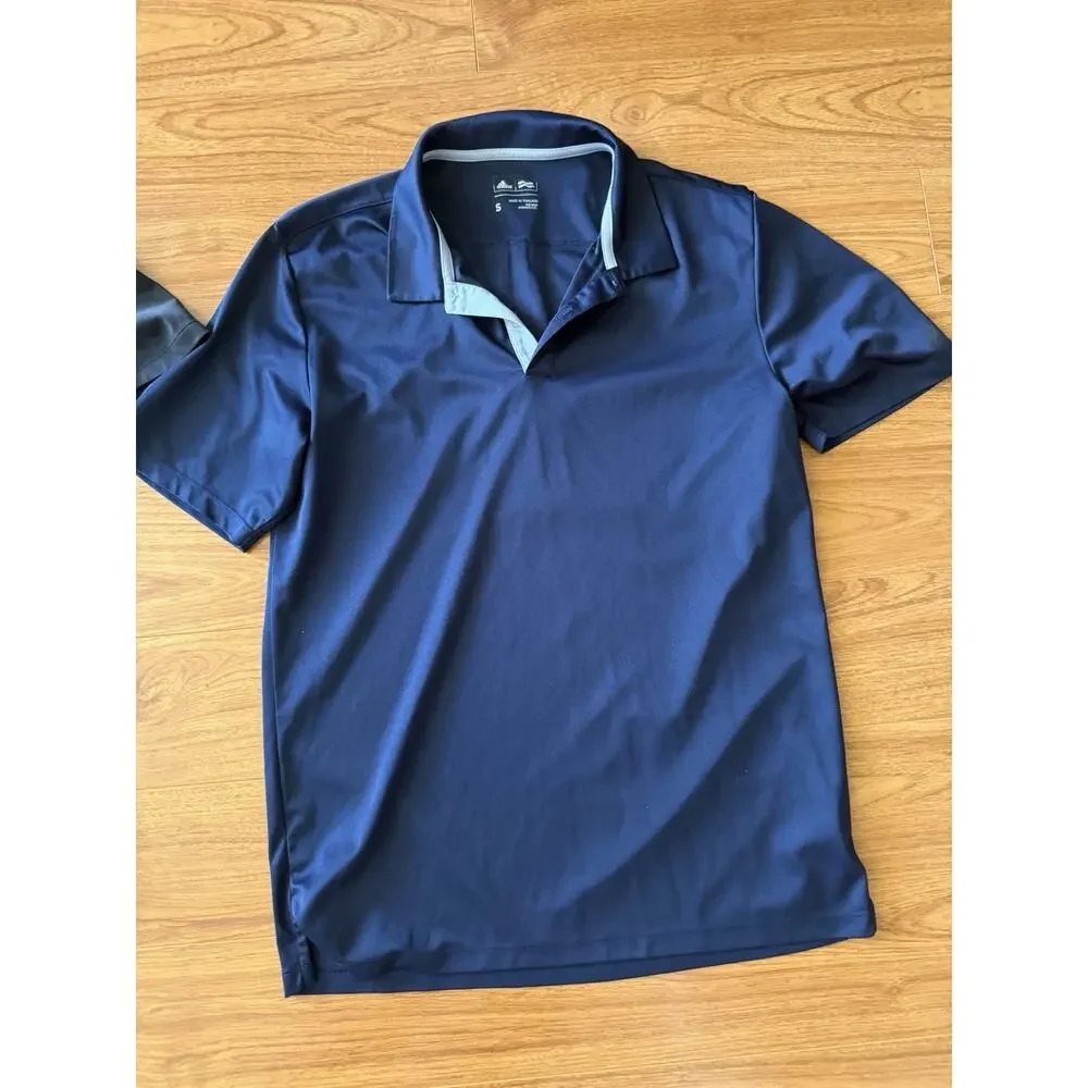 2 Adidas Small Polo Black Shirt Men Sports Logo Casual Golf Stretch Sleeve